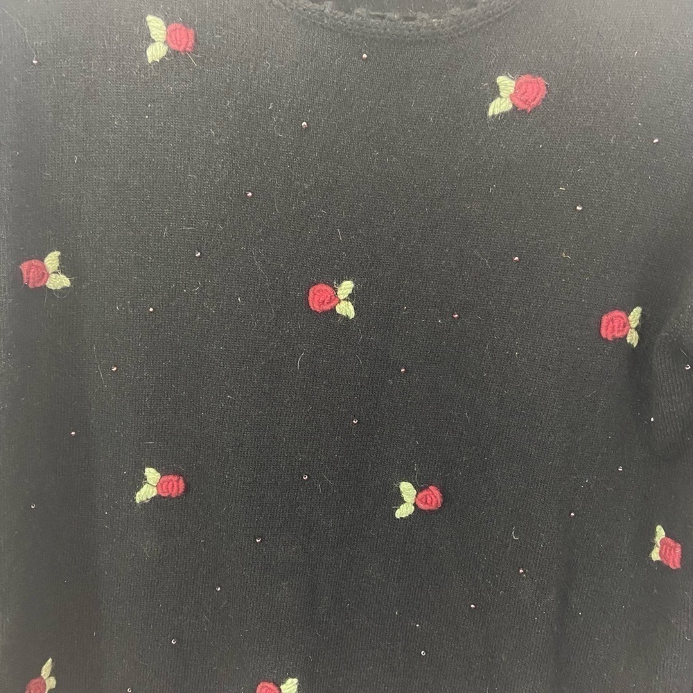 NWT Christopher Banks Angora Silk Sweater Hand Embroidered Feminine Dainty Sz M - Picture 4 of 11